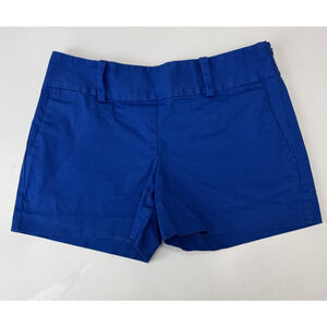 Ann Taylor Petite 0P Cobalt Blue Tailored Short Stretch Cotton Preppy Minimalist